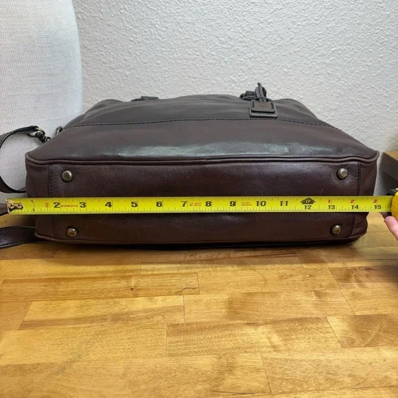 Frye Logan Zip Work Bag in Dark Brown Leather - Picture 14 of 14